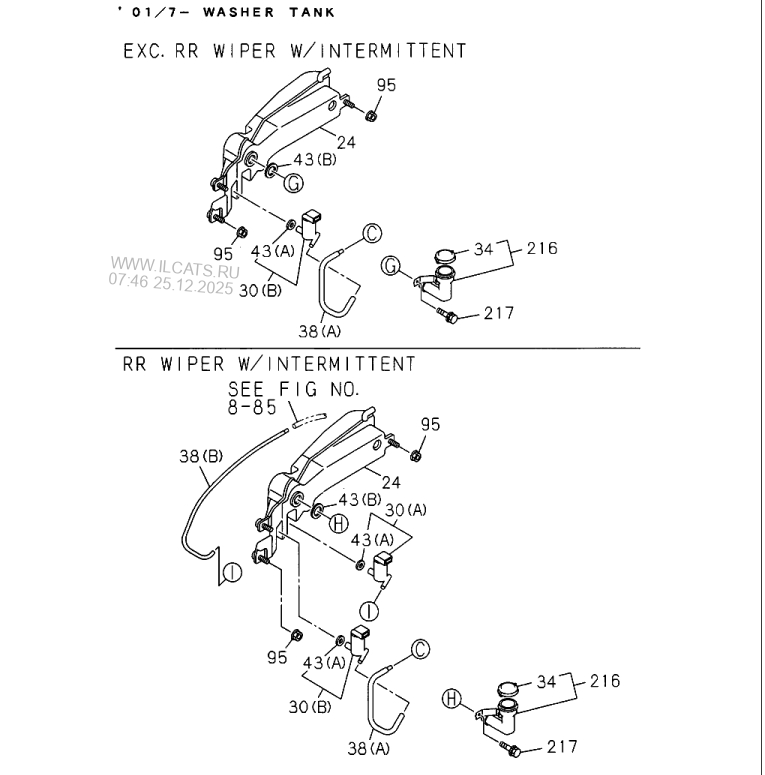WINDSHIELD WIPER AND WASHER ISUZU RODEO