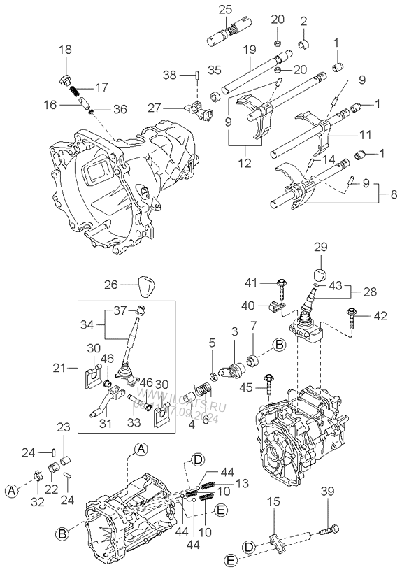 Коробка передач киа спектра схема