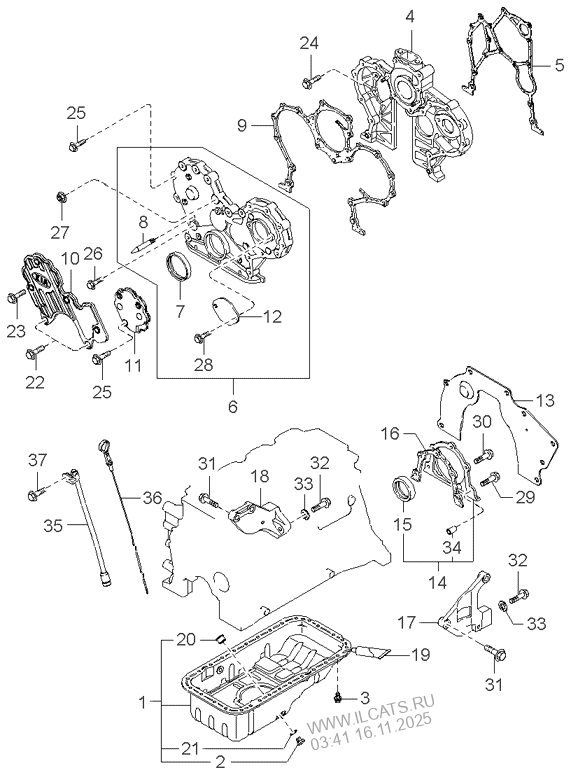 OIL PAN & TIMING COVER KIA K2500/K2700/K2700II/K3000/K3000II 97 (1997