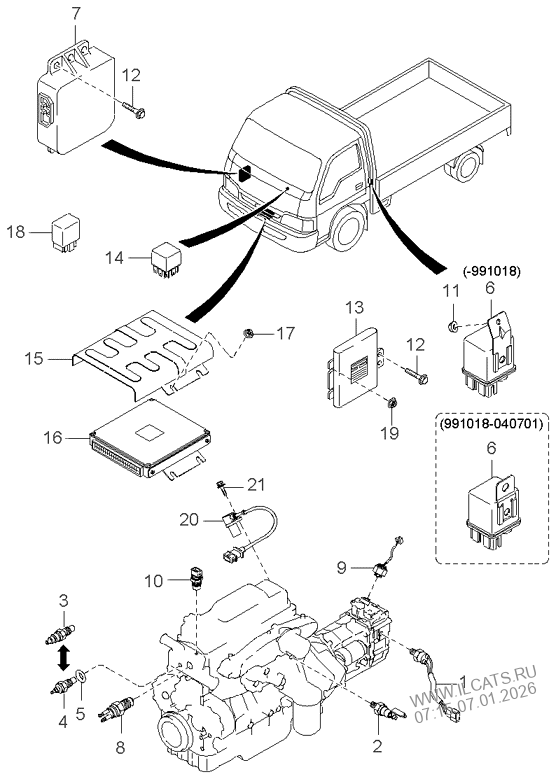 ENGINE SWITCHES & RELAYS KIA K2500/K2700/K2700II/K3000/K3000II 97 (1997