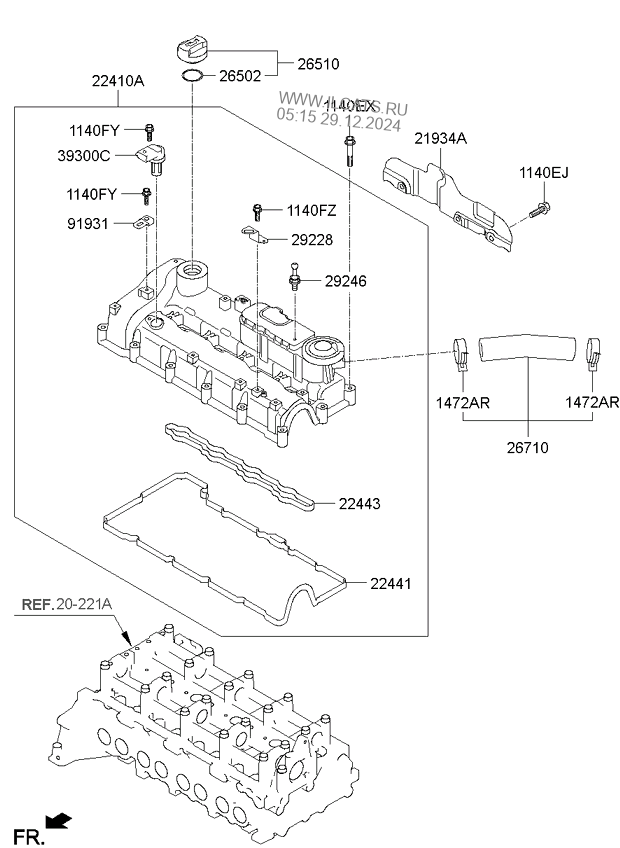 ROCKER COVER KIA SORENTO 09 (2009-) WAGON - 5DR 5P, 2200 CC - R, DOHC ...