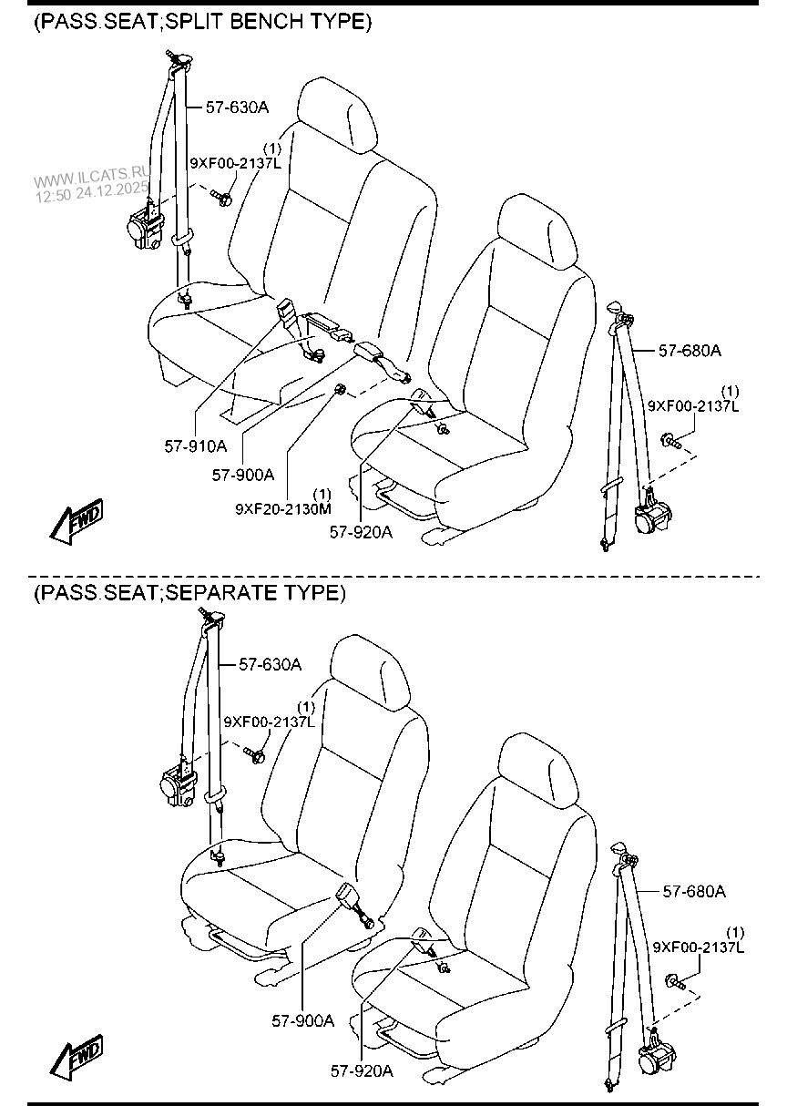 SEAT BELTS (LONG BED) MAZDA BT50