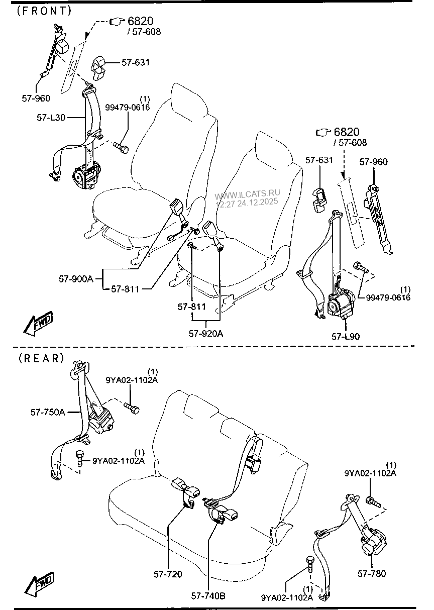 SEAT BELTS (5DOOR) MAZDA2