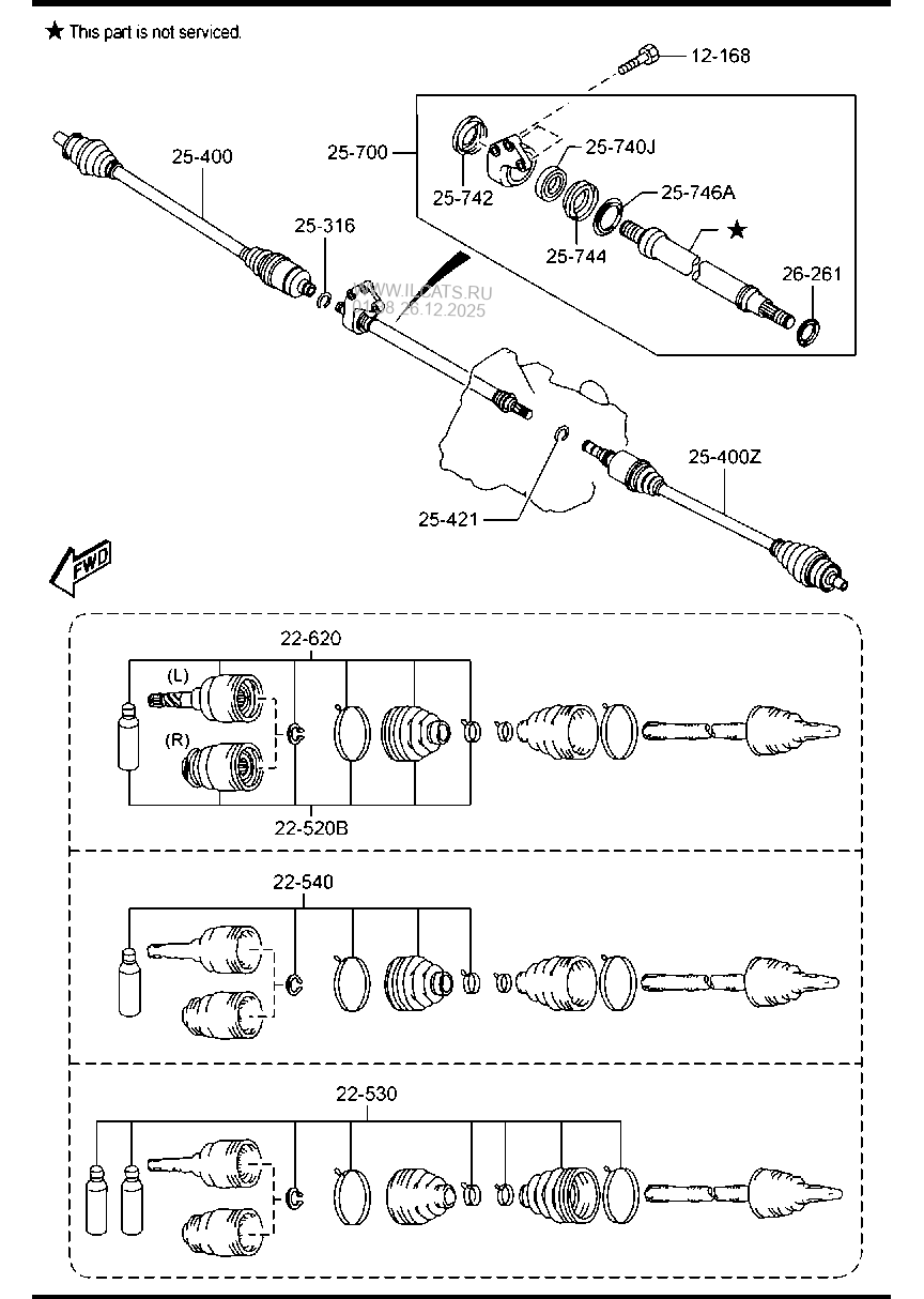 FRONT DRIVE SHAFTS (1600CC)(AUTOMATIC TRANSMISSION) MAZDA3