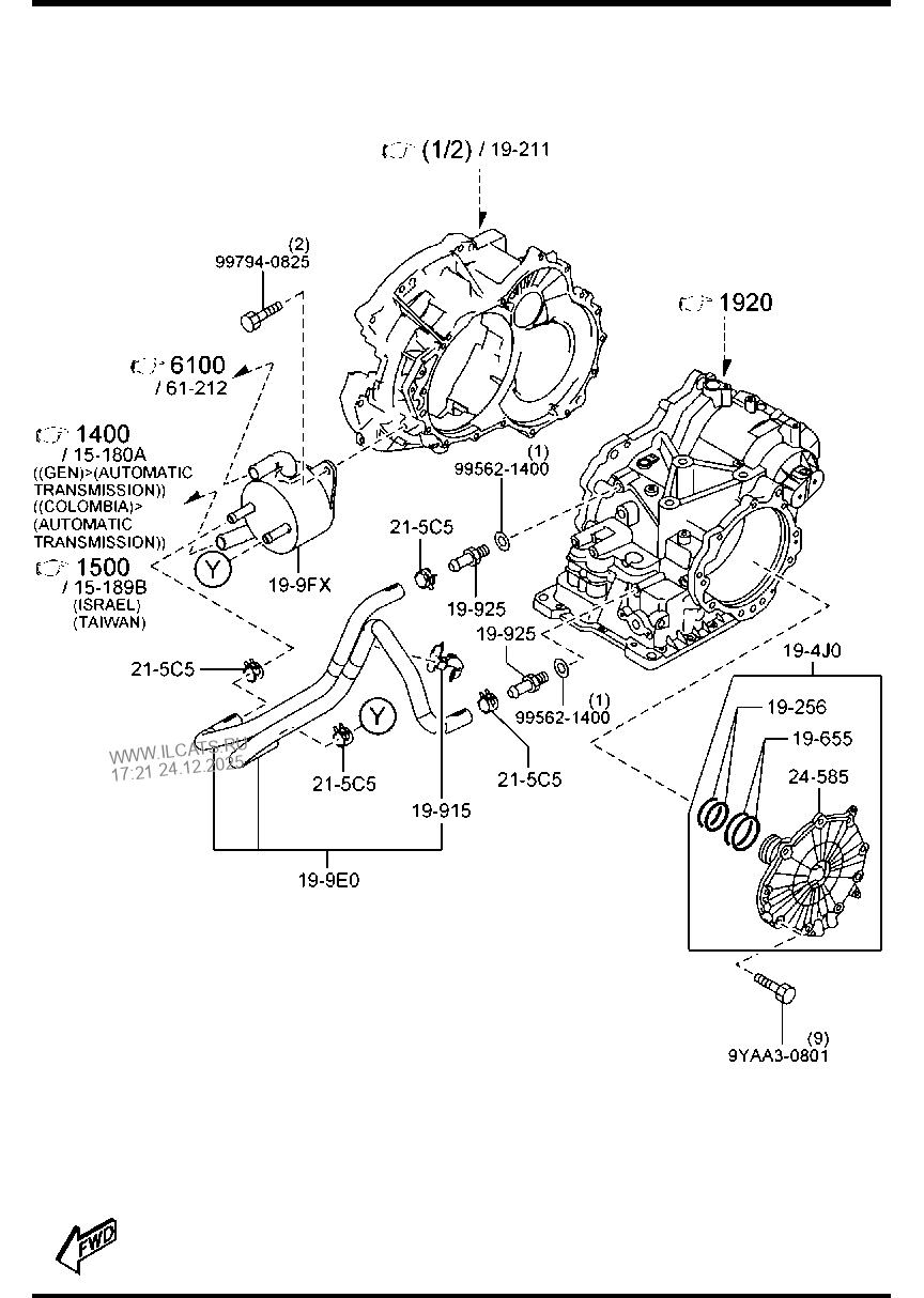 AUTOMATIC TRANSMISSION TORQUE CONVERTER , МАСЛЯНЫЙ НАСОС & PIPINGS (ОБОРОТНАЯ 5СТУП. КПП С