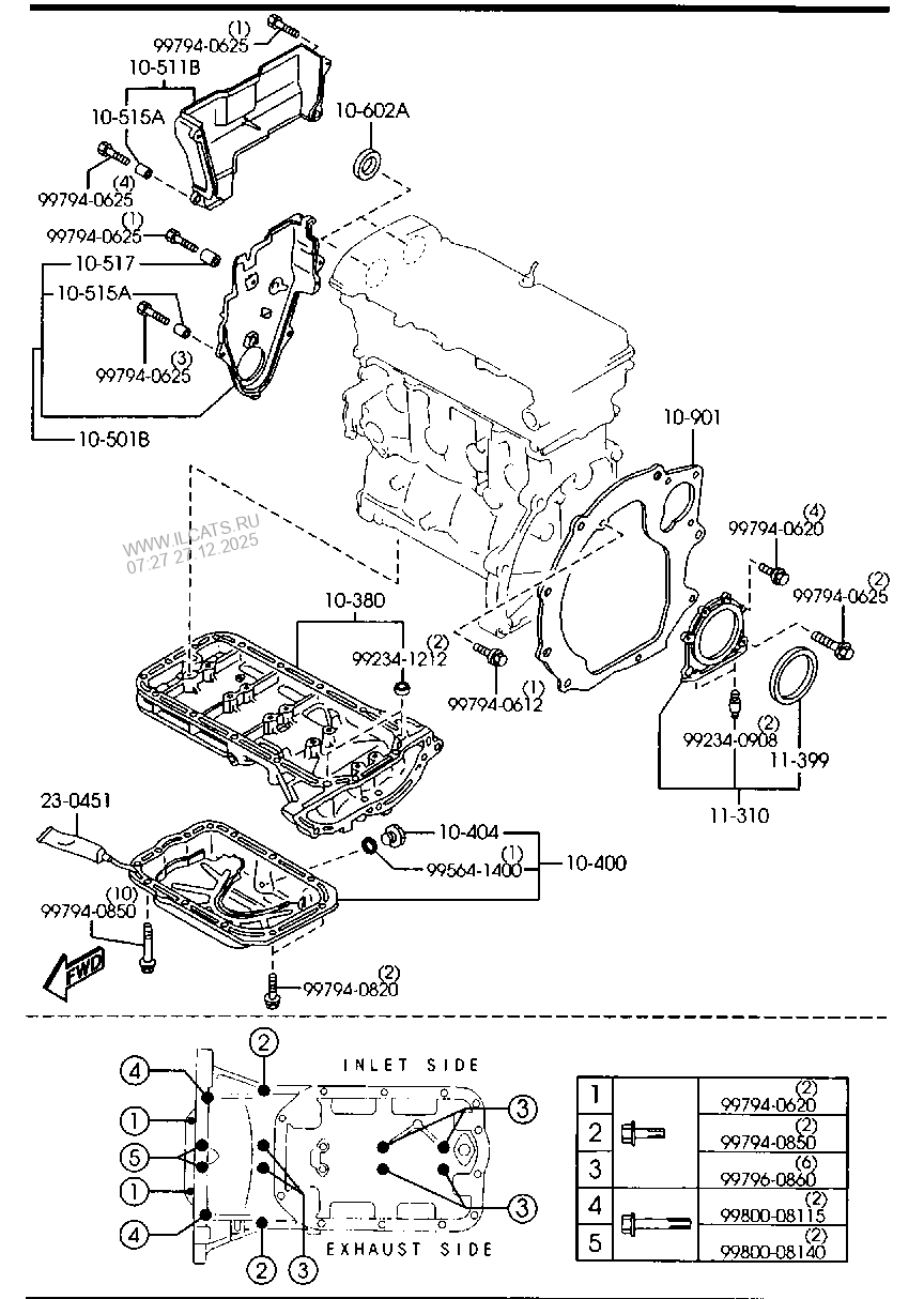 OIL PAN & TIMING COVER (GASOLINE) MAZDA PREMACY