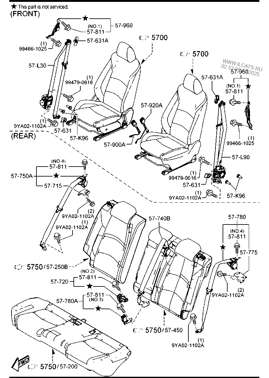 SEAT BELTS (5DOOR) MAZDA3