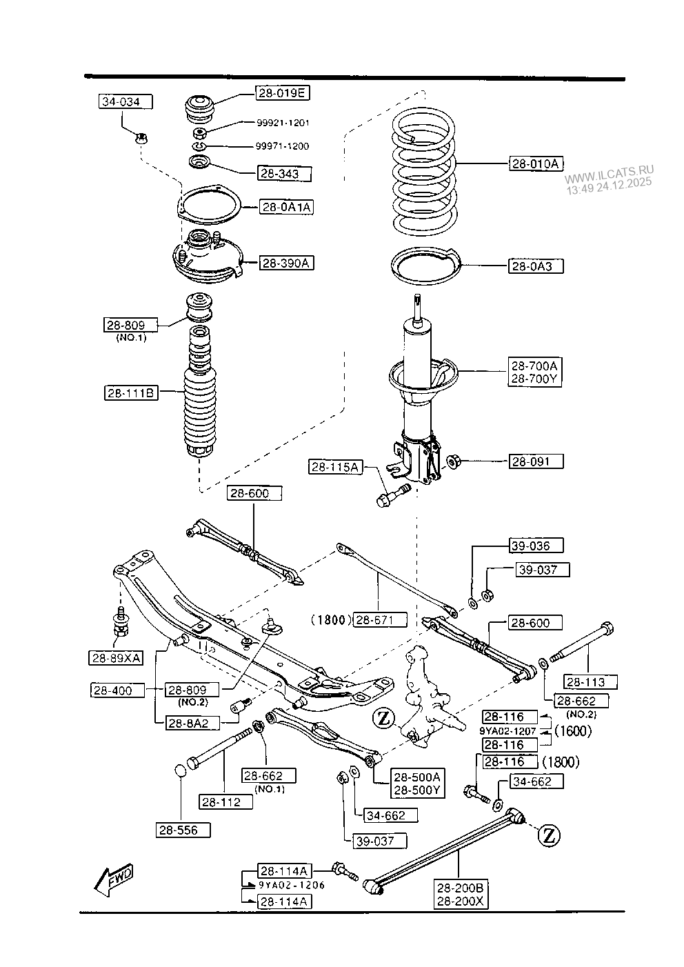 REAR SUSPENSION MECHANISMS MAZDA MX3