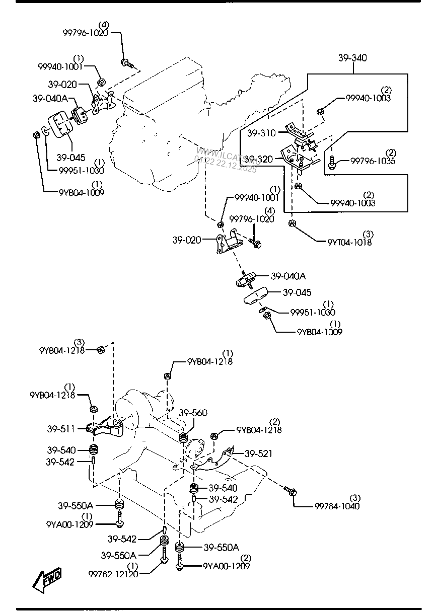 ENGINE & TRANSMISSION MOUNTINGS (MANUAL TRANSMISSION) (4X4) MAZDA BT50