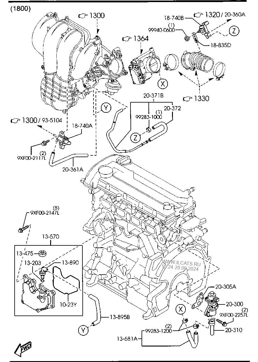 СИСТЕМА СНИЖЕНИЯ ТОКСИЧНОСТИ (INLET SIDE ) (БЕНЗИН ) (1800CC & 2000CC ...