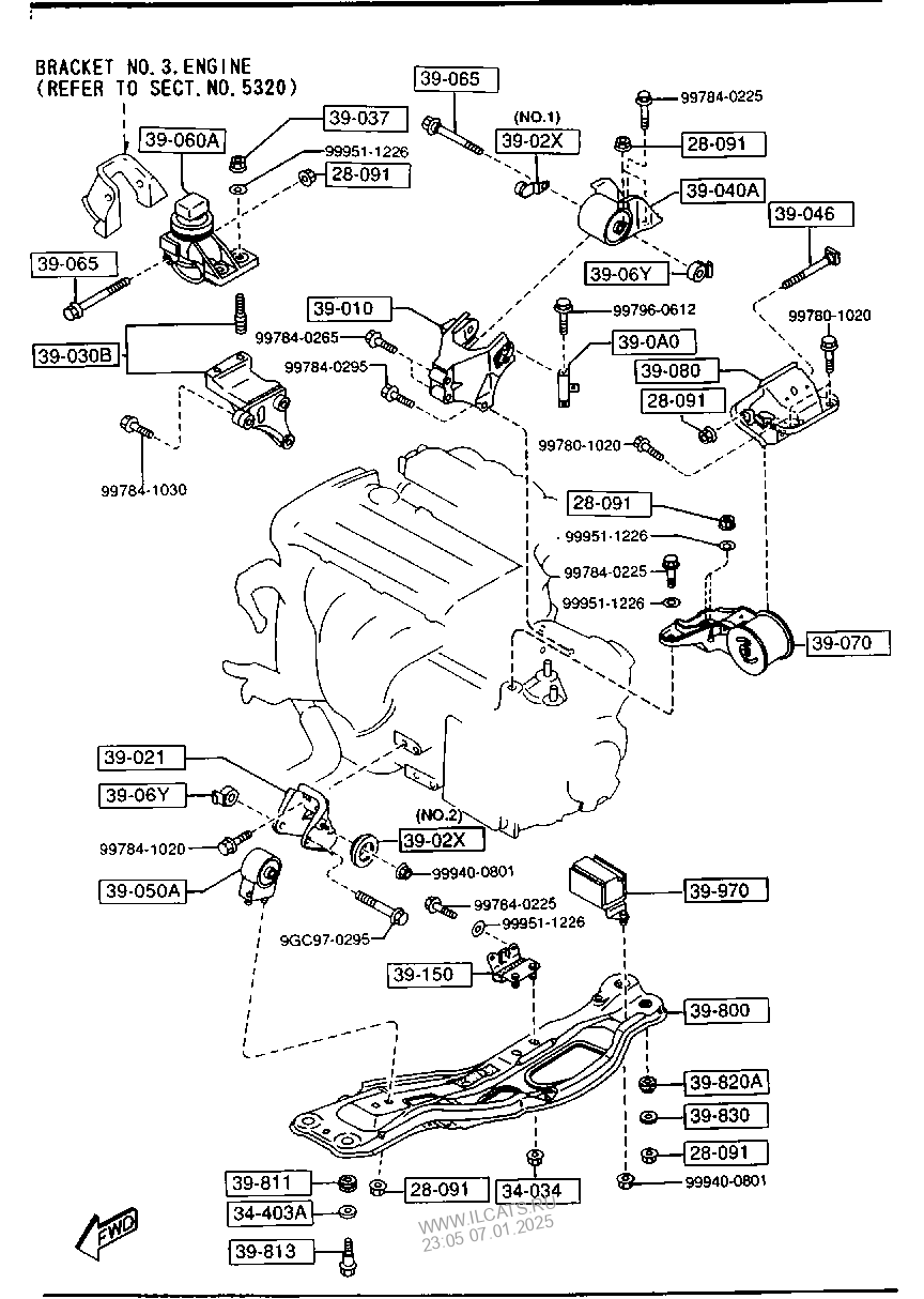 ENGINE & TRANSMISSION MOUNTINGS (AUTOMATIC TRANSMISSION) MAZDA 626