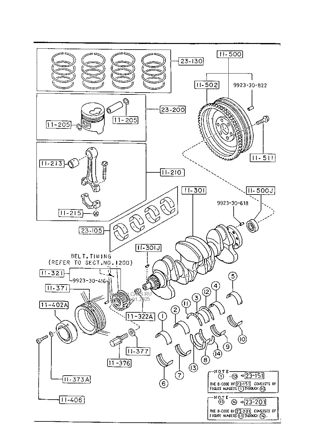 PISTON,CRANKSHAFT & FLYWHEEL (DIESEL) MAZDA B1600