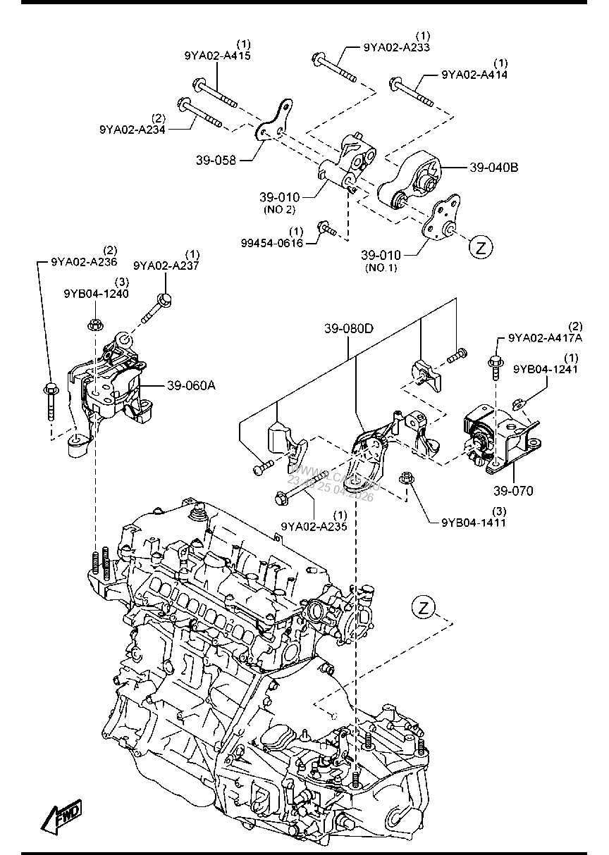 ENGINE & T/MISSION MOUNTINGS (MANUAL TRANSMISSION)(2WD) MAZDA CX5