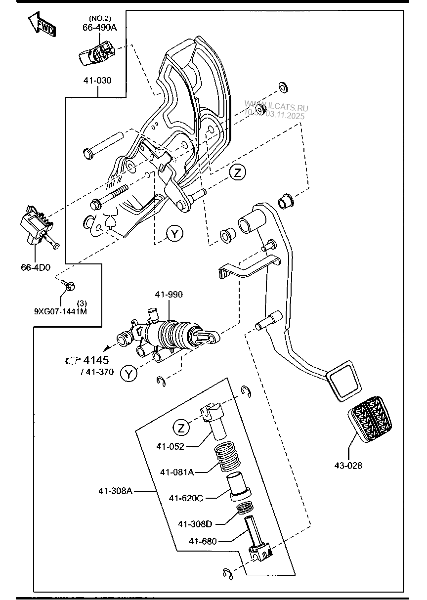 CLUTCH & BRAKE PEDALS (MANUAL TRANSMISSION) MAZDA BT50