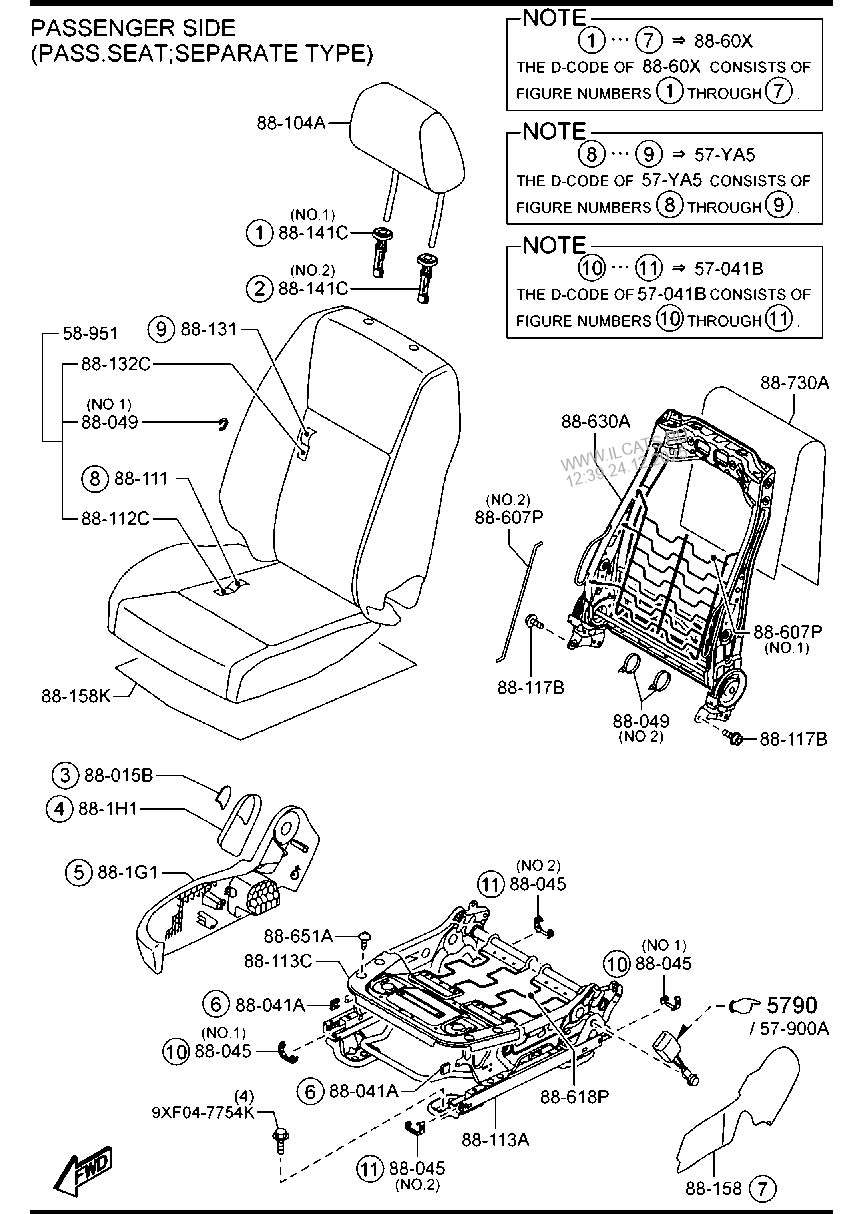 FRONT SEATS (LONG BED) MAZDA BT50