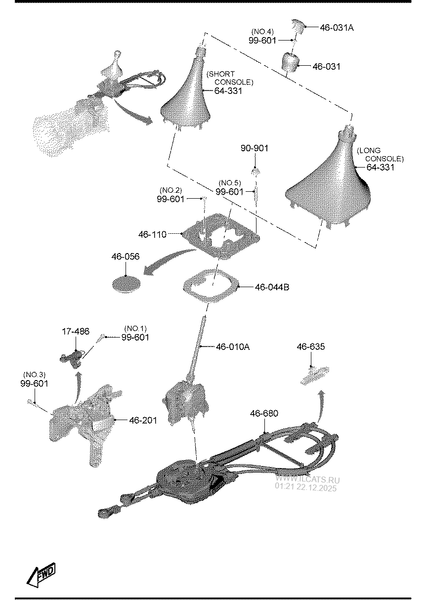 MANUAL TRANSMISSION CHANGE LEVER (ОБОРОТНАЯ 5СТУП. КПП С ПОВЫШ