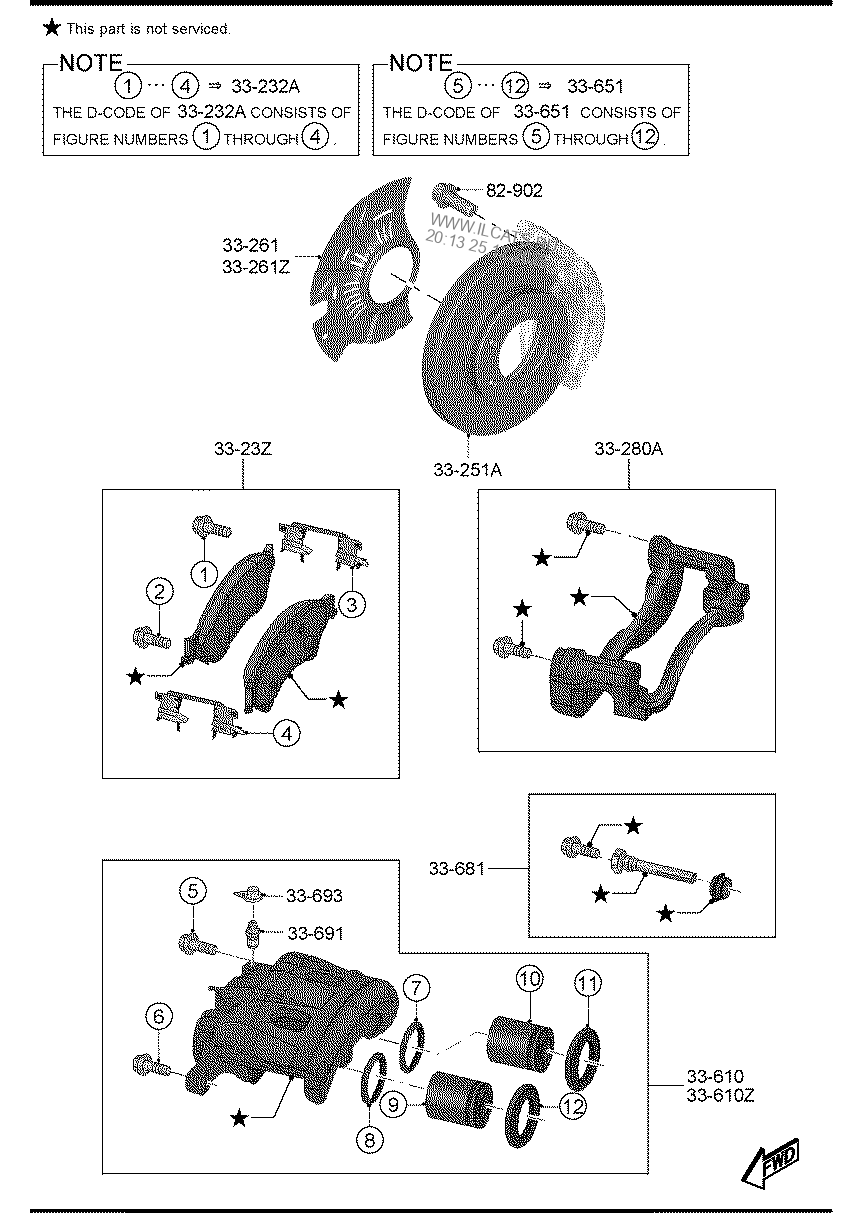 FRONT BRAKE MECHANISMS MAZDA BT50