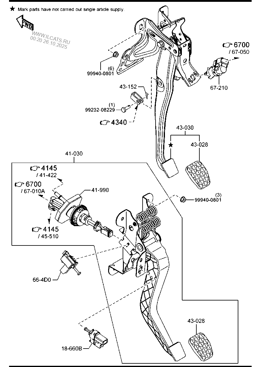 CLUTCH & BRAKE PEDALS (MANUAL TRANSMISSION) MAZDA2