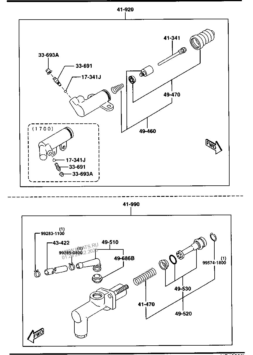 CLUTCH RELEASE & MASTER CYLINDERS (MANUAL TRANSMISSION) MAZDA 323