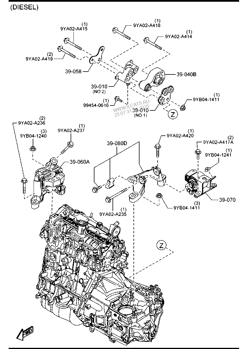 ENGINE & T/MISSION MOUNTINGS (MANUAL TRANSMISSION)(2WD) MAZDA CX5