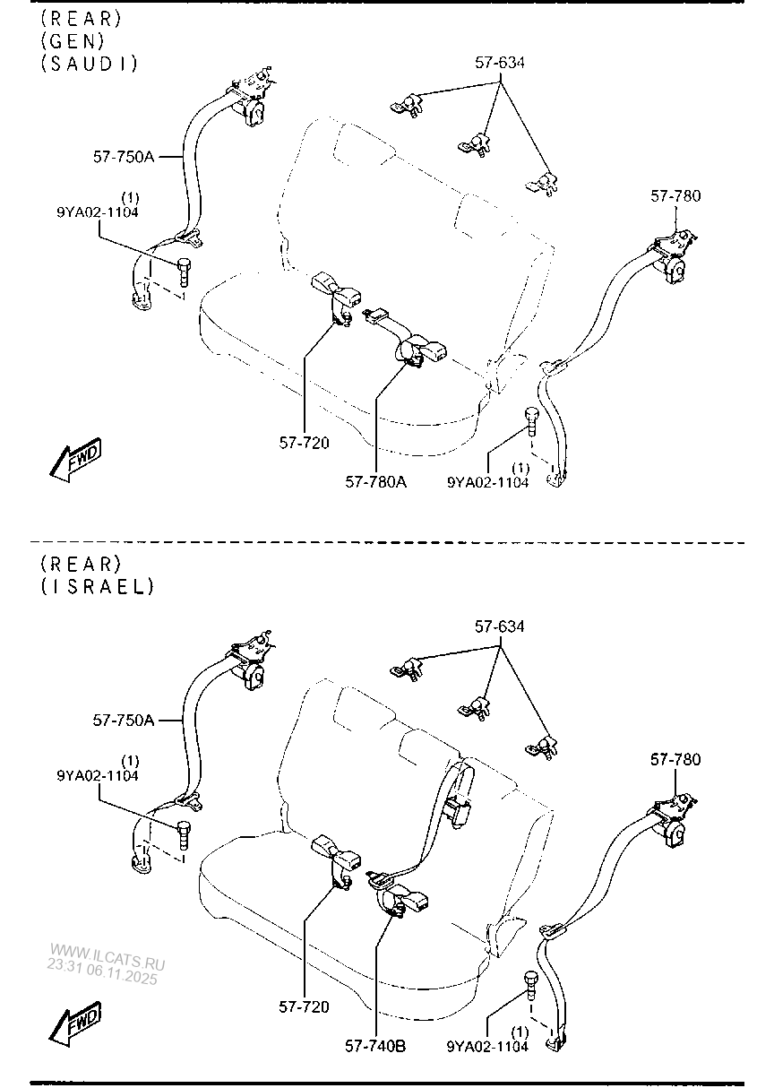 SEAT BELTS (SEDAN) MAZDA2