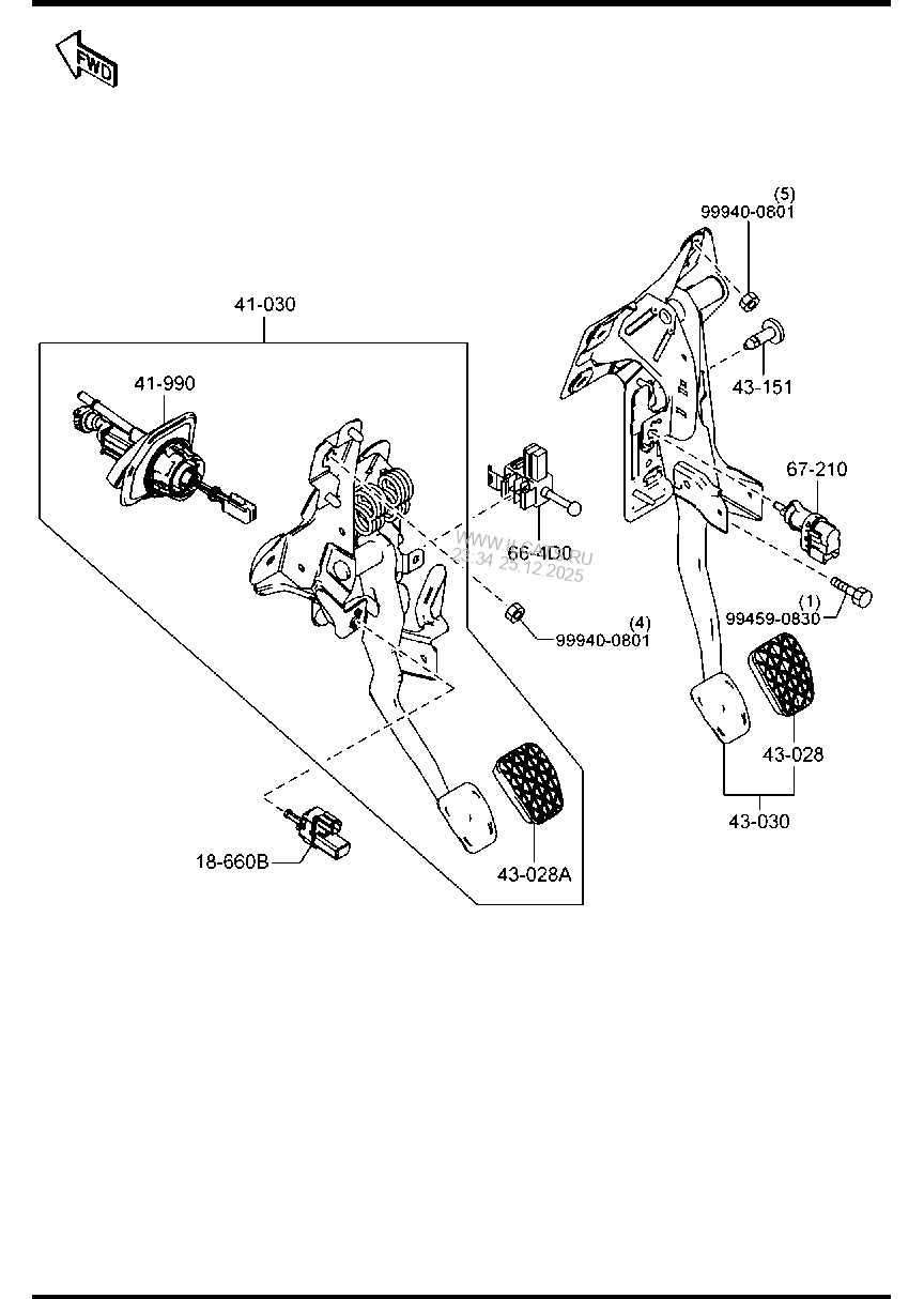 CLUTCH & BRAKE PEDALS (MANUAL TRANSMISSION) MAZDA3