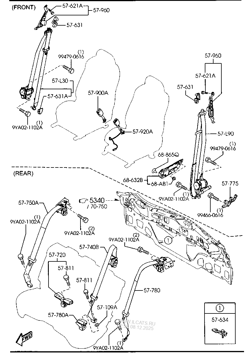 SEAT BELTS (5DOOR) MAZDA3