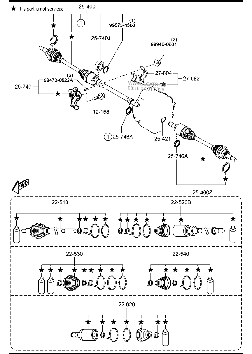 FRONT DRIVE SHAFTS (1600CC)(MANUAL TRANSMISSION) MAZDA3