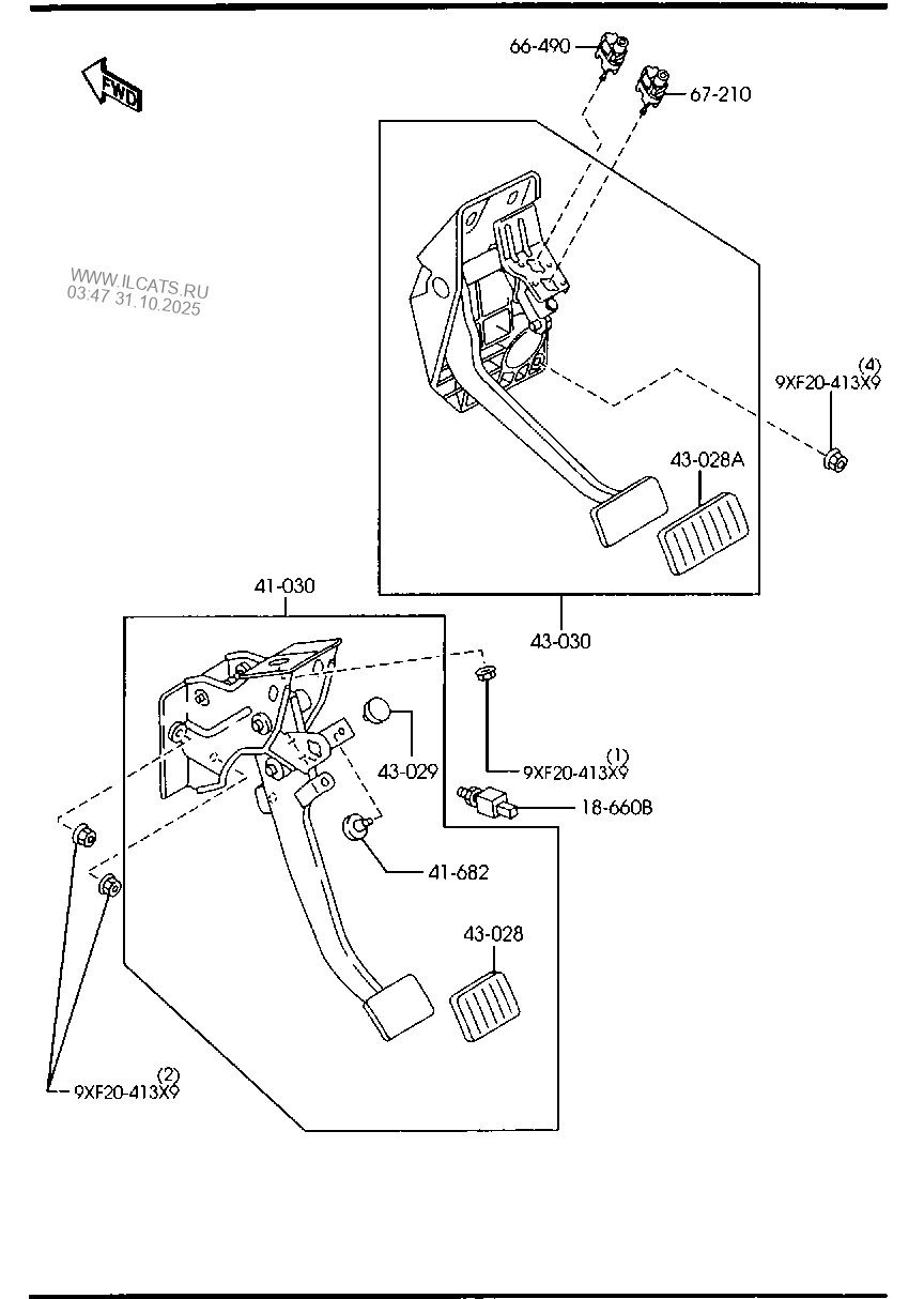 CLUTCH & BRAKE PEDALS (MANUAL TRANSMISSION) MAZDA TRIBUTE