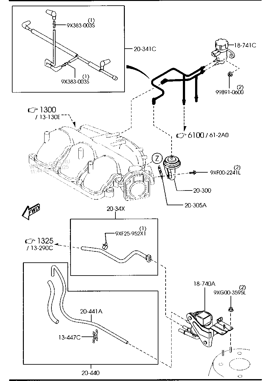 Emission Control System Inlet Side 3000cc Mazda Tribute