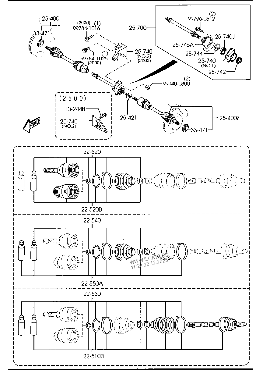 FRONT DRIVE SHAFTS MAZDA MPV