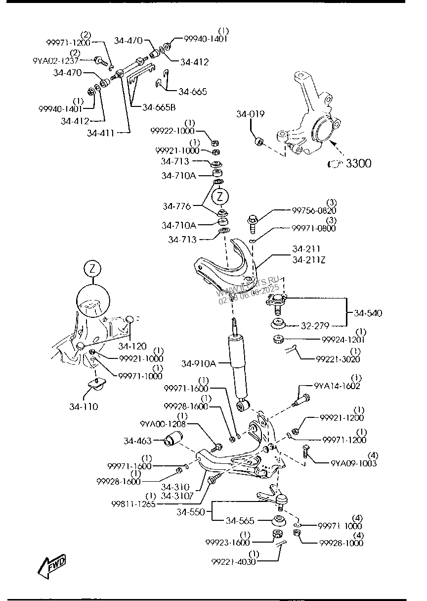 FRONT SUSPENSION MECHANISMS (4X4) MAZDA B2200