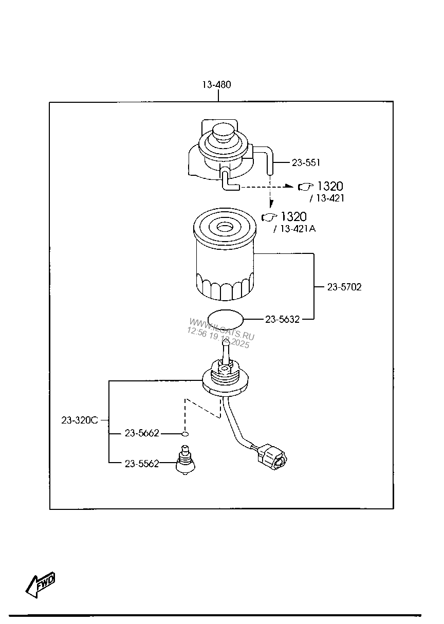 FUEL FILTER COMPONENTS (DIESEL) MAZDA B2200