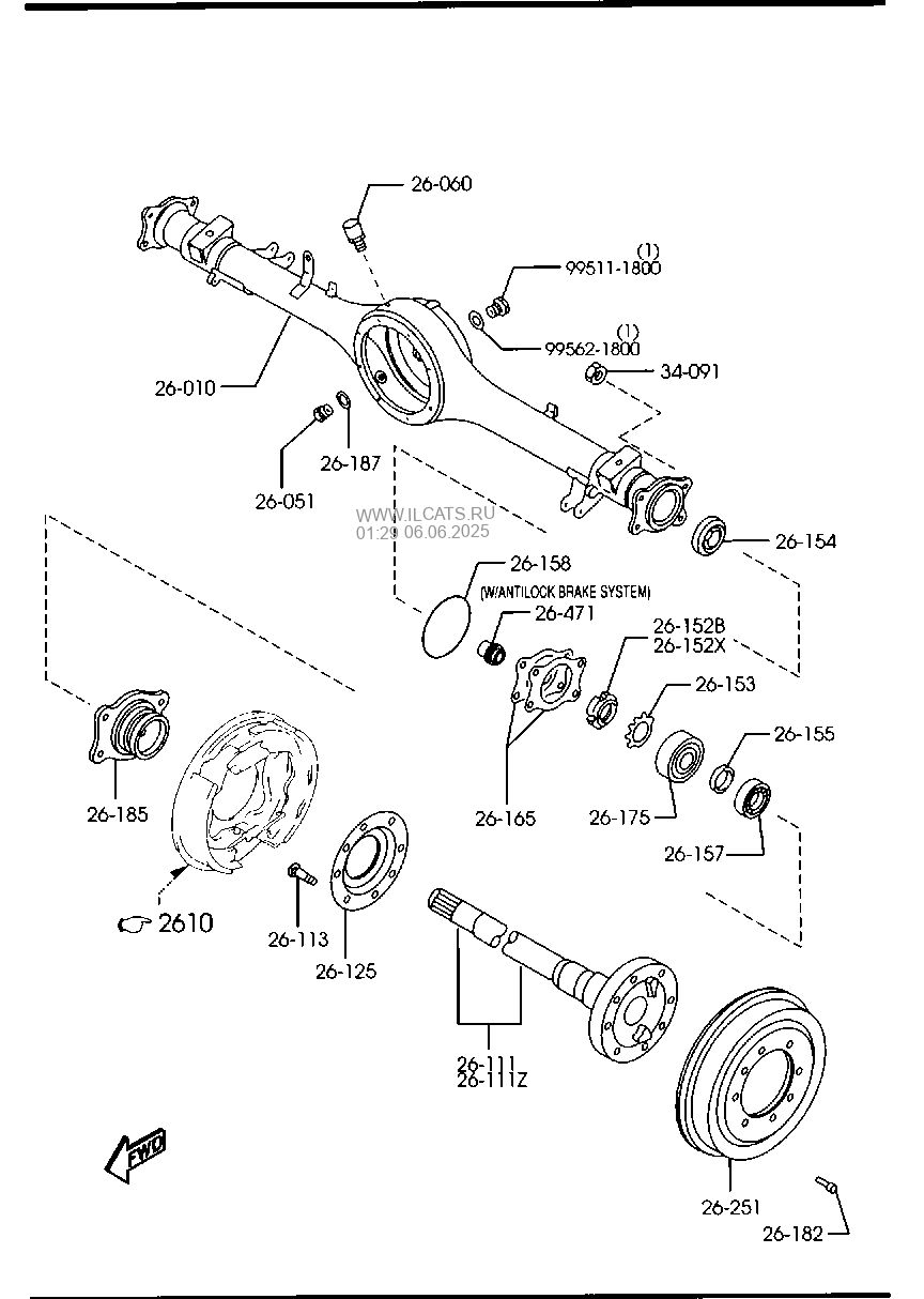 REAR AXLE (4X4) MAZDA B2200