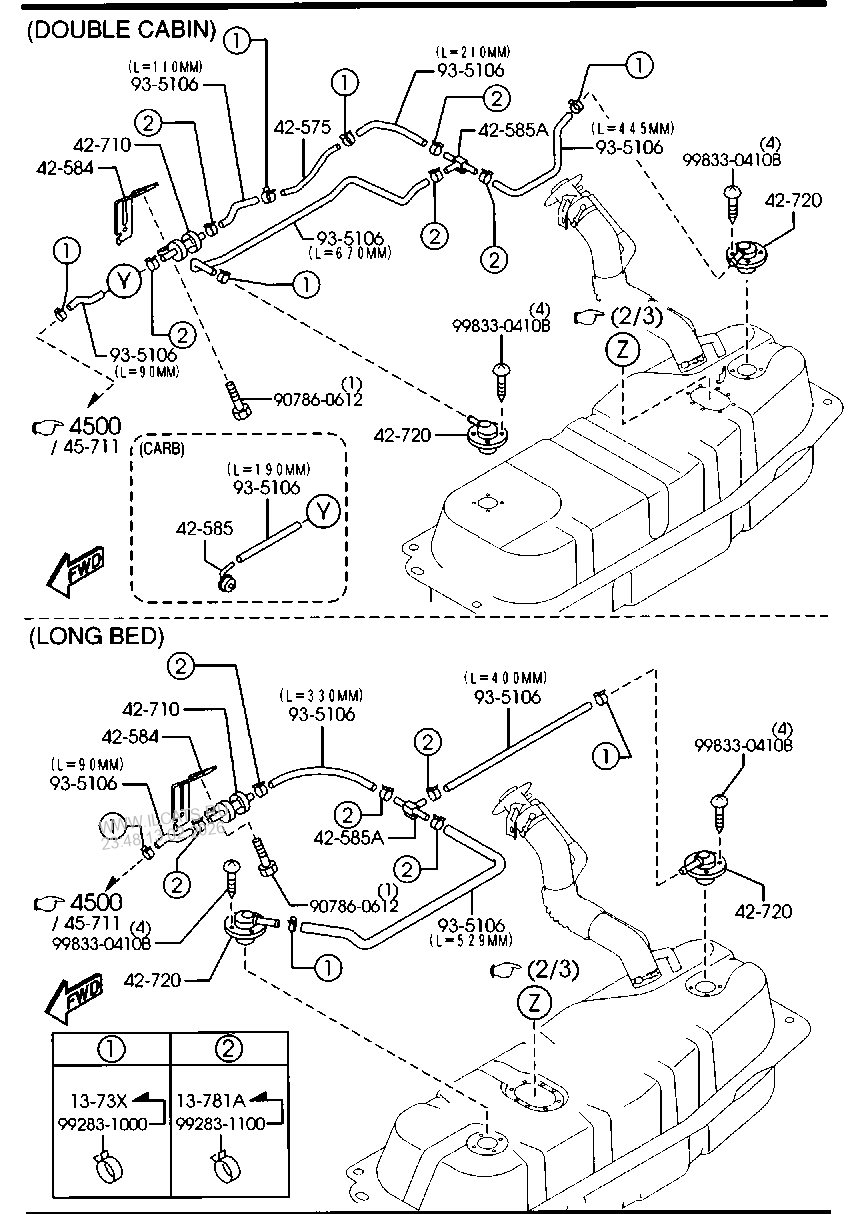MANUAL TRANSMISSION CHANGE CONTROL SYSTEM (4X4) MAZDA B2200