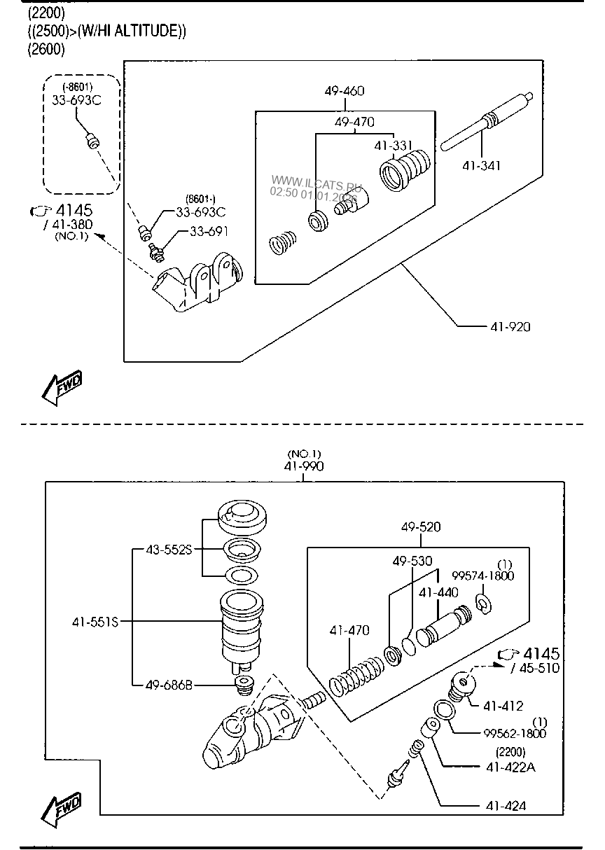 CLUTCH RELEASE & MASTER CYLINDERS (MANUAL TRANSMISSION) MAZDA BT50