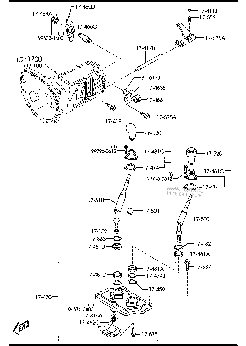 MANUAL TRANSMISSION CHANGE CONTROL SYSTEM (4X4) MAZDA BT50