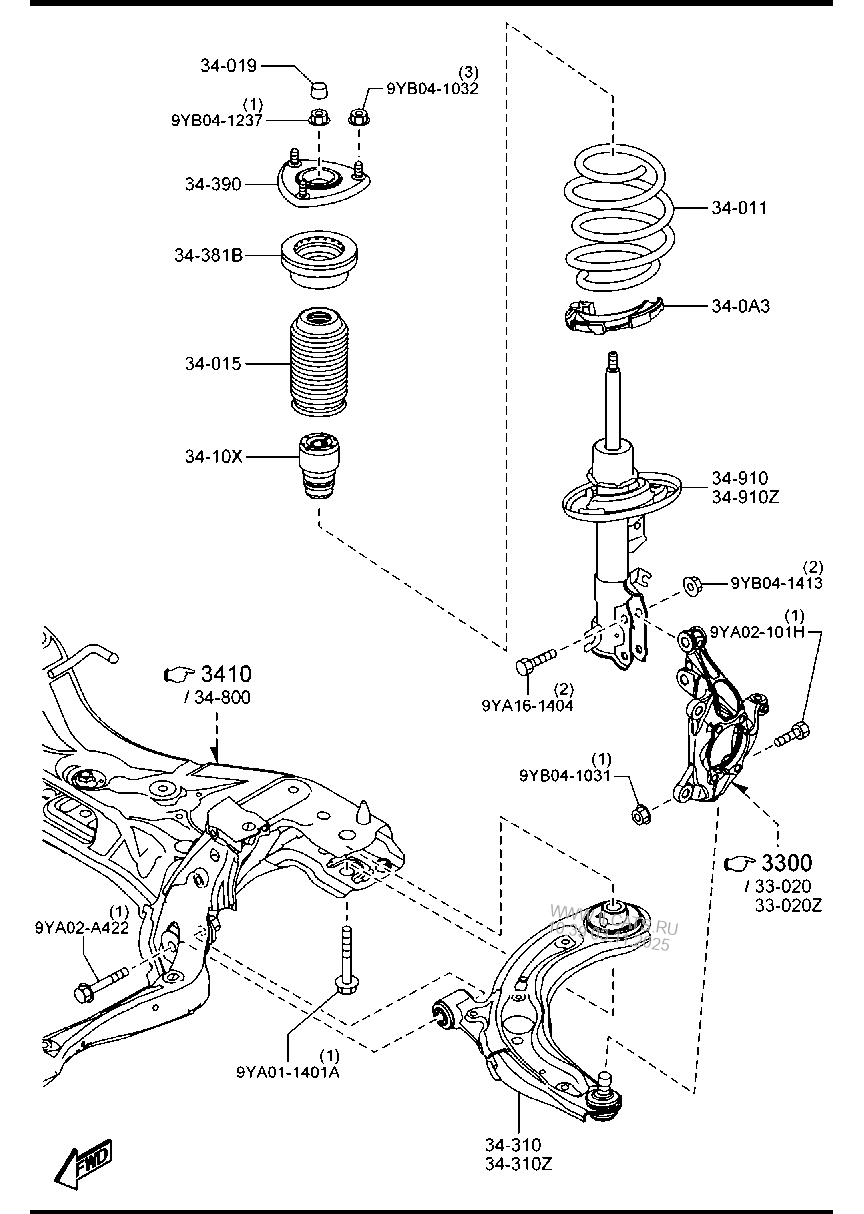 FRONT SUSPENSION MECHANISMS (4WD) MAZDA CX3