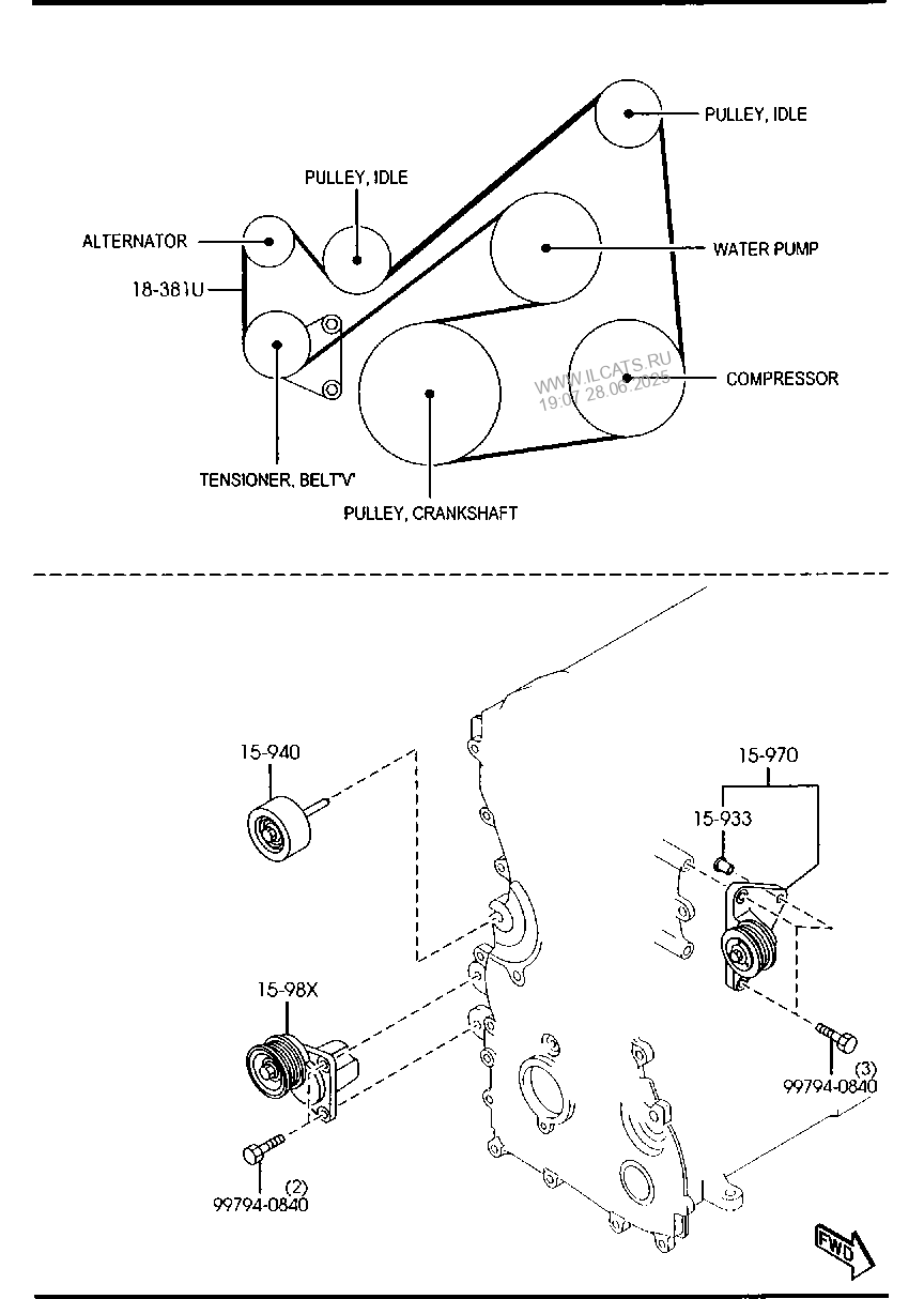 Mazda cx 7 схема ремня генератора