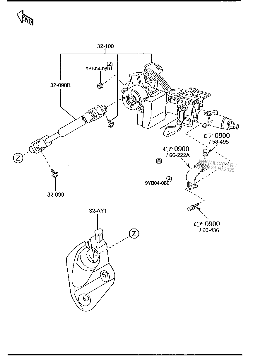 Steering column & shaft MAZDA DEMIO