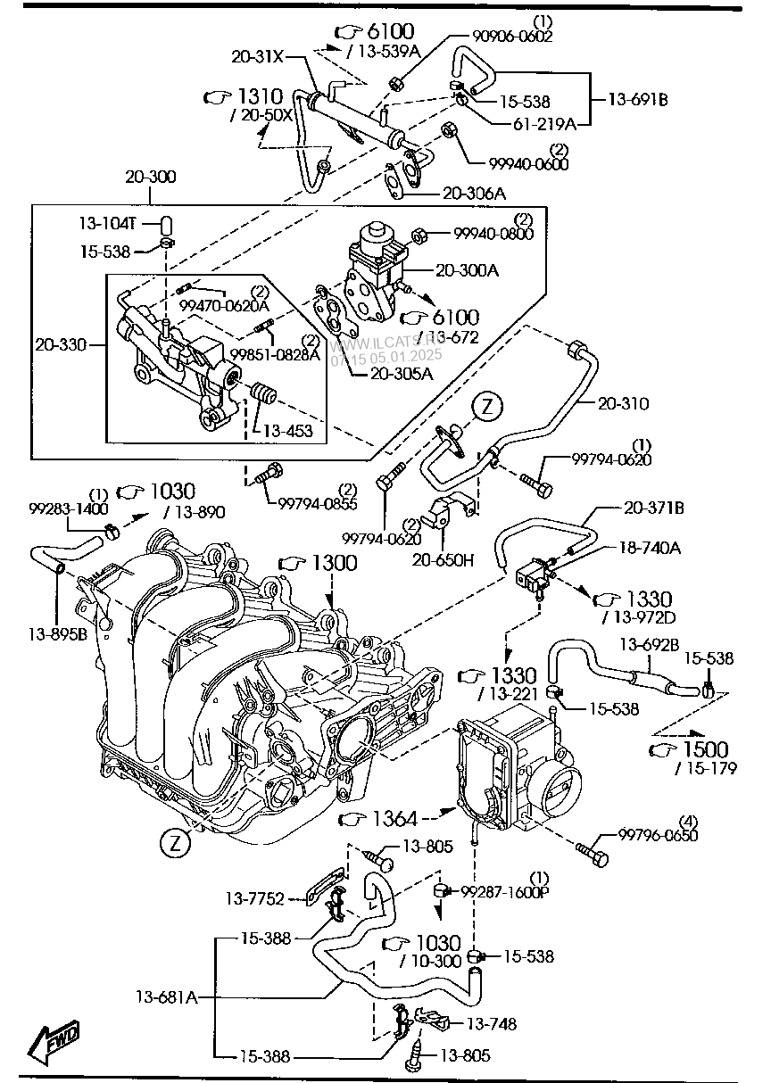 Emission control system (1500CC) MAZDA AXELA SEDAN & SPORT