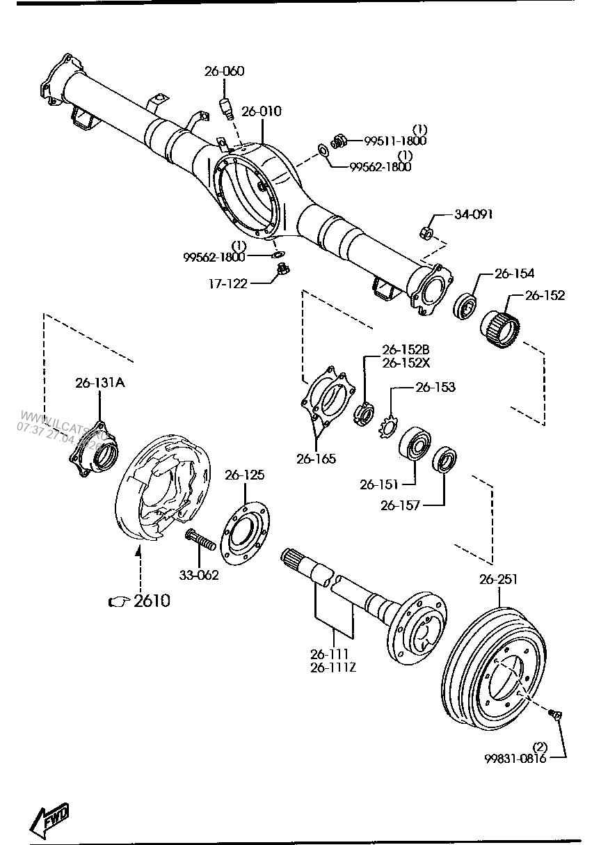 Rear - axle (single tires) MAZDA BONGO BRAWNY