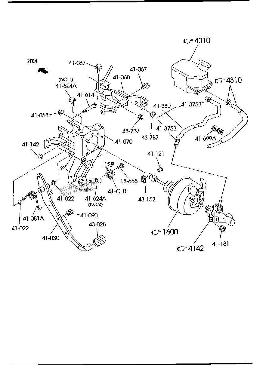 Clutch pedal and reserve tank MAZDA TITAN STANDARD S/W CAB DE3.0 2WD 2.0T