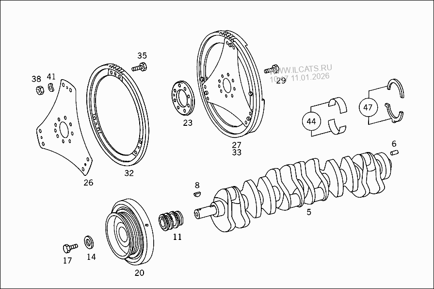 CRANKSHAFT AND FLYWHEEL MERCEDES 600 SEL V12 / S 600&(140057)
