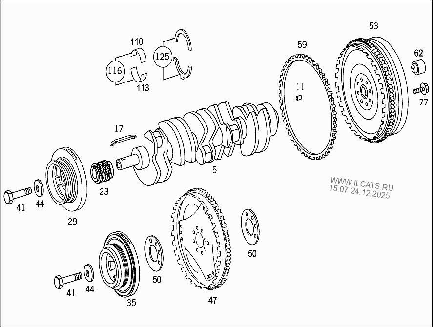 CRANKSHAFT AND FLYWHEEL MERCEDES 308CDI, 311CDI, 313CDI, 316CDI&(903621)