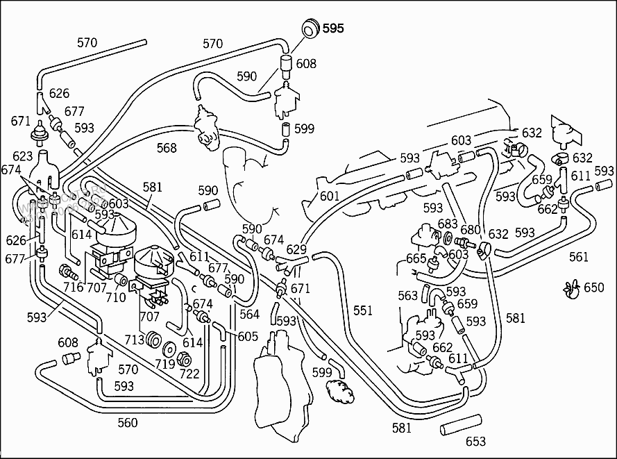 Схема вакуумной системы мерседес 124