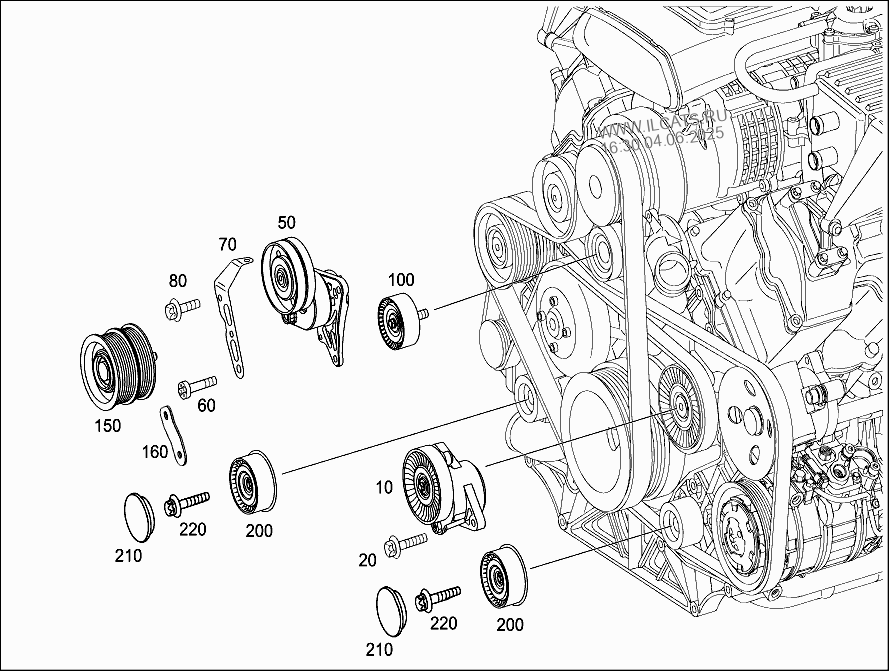 Схема ремня генератора мерседес 220