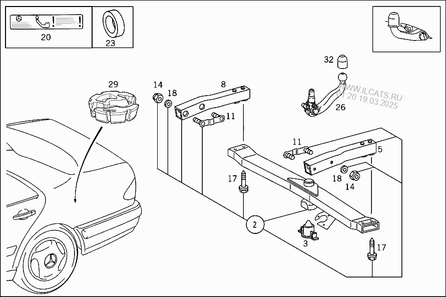 Как установить фаркоп на мерседес w210