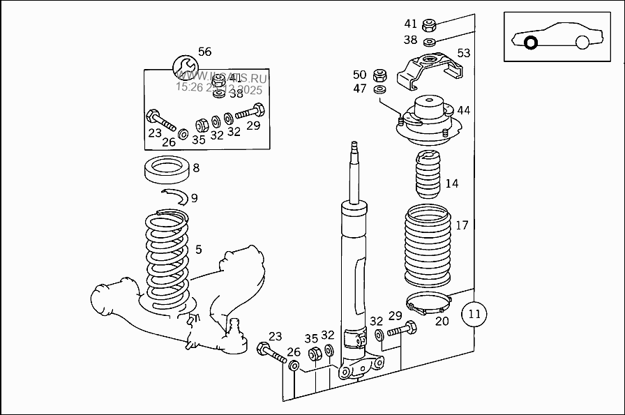FRONT SPRINGS AND SUSPENSION STANDARD SUSPENSION MERCEDES 500 SL / AMG