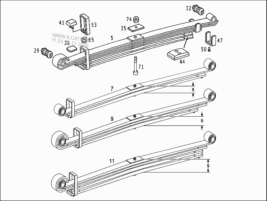 STEEL SPRINGS & SUSPENSION ON REAR AXLE MERCEDES VARIO 812D/814D/815D&(670331)